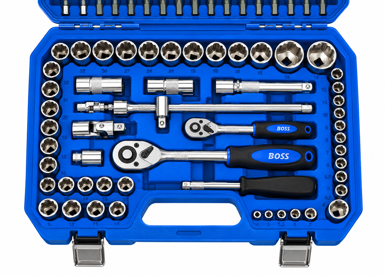 Premium Quality 1/4 & 1/2 Inch Drive 108 Pcs Mechanical Socket Wrench Tool Set for House Car Bike Repairing 4