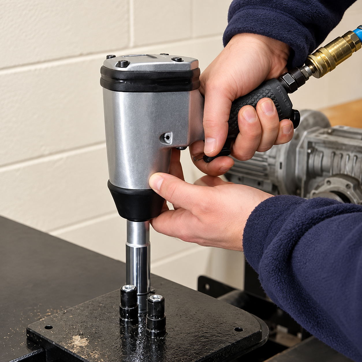 1/2 Inch Pneumatic Impact Wrench 340 Nm Heavy Duty Fastening with 10 Sockets 4
