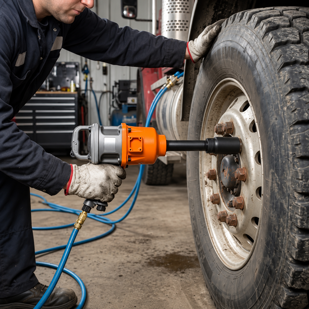 Heavy Duty 1 Inch Air Impact Wrench 2180 Nm Truck Repair Pinless Hammer 4200 RPM Pneumatic Tool 2