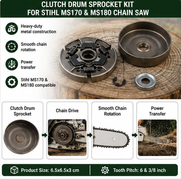 Greenleaf Clutch Drum Sprocket Kit Set for Stihl Chain Saw MS 170& MS180 (CD-MS170) 4
