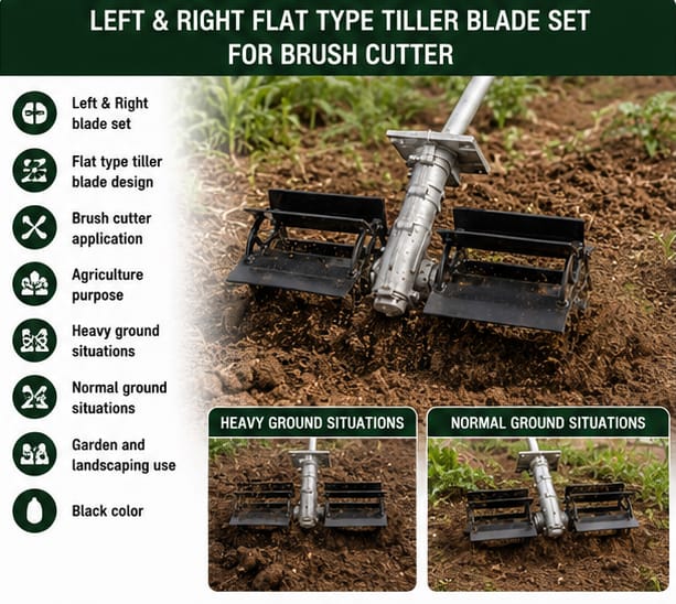 Greenleaf Left & Right Flat Type Tiller Blade Set for Brush Cutter (TA-BL-A) 4
