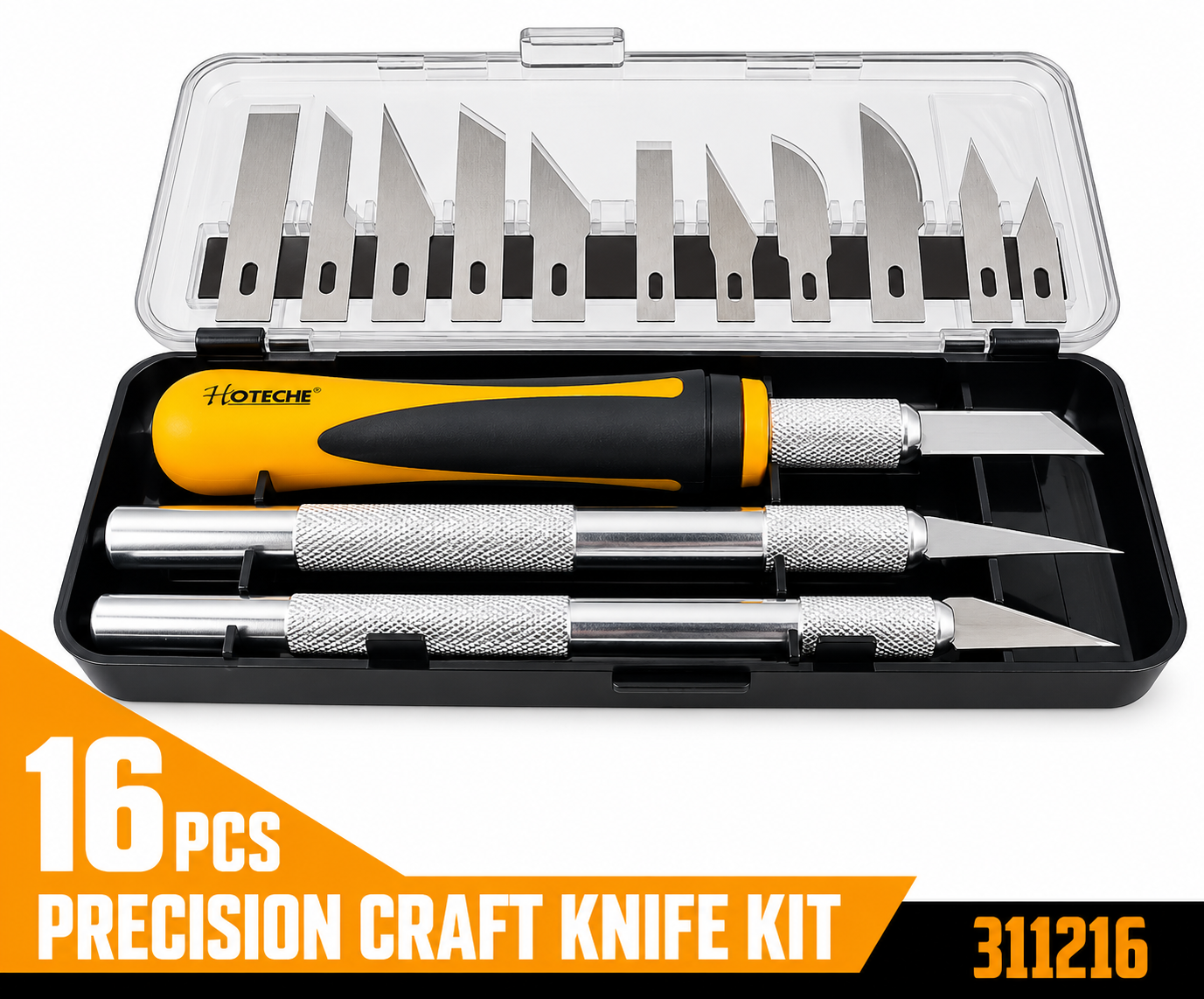 16 Pcs SK5 Steel Blade Precision Craft Utility Knife Hobby Tool Kit Set 311216 2