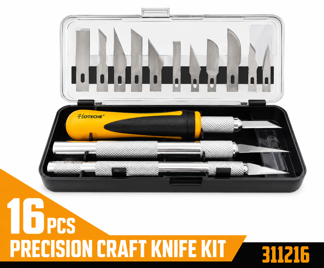 16 Pcs SK5 Steel Blade Precision Craft Utility Knife Hobby Tool Kit Set 311216 3