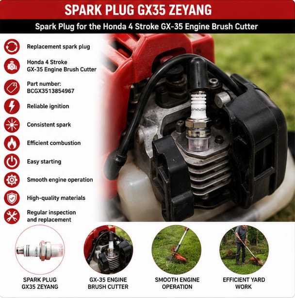 SPARK PLUG GX35 ZEYANG(Spark Plug For Honda 4 Stroke GX-35 Engine Brush Cutter ) 4