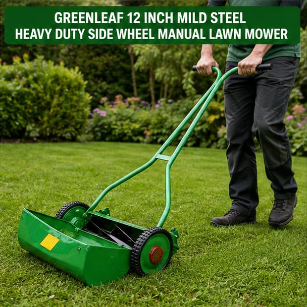 Greenleaf 12 inch Mild Steel Heavy Duty Side Wheel Manual Lawn Mover (GL-LM-01) 2