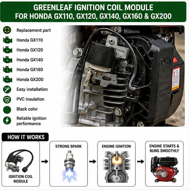 Greenleaf Ignition Coil Module for Honda GX110 GX120 GX140 GX160 & GX200 (IG-GX-120) 4