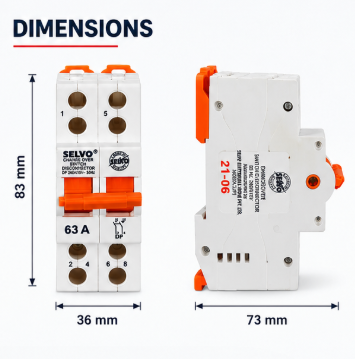 SELVO 63A Double Pole Mini Changeover Switch Disconnector 4