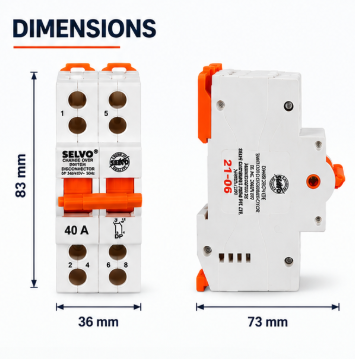 SELVO 40A Double Pole Mini Changeover Switch Disconnector 4
