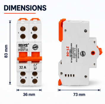 SELVO 32A Double Pole Mini Changeover Switch Disconnector 4
