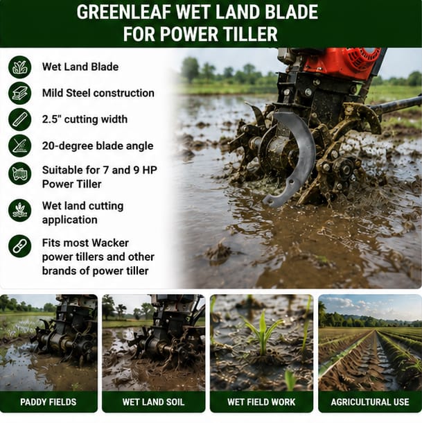 Greenleaf Mild Steel Black Wet Land Blade for Power Tiller (Pack of 4) (DU-DA-20211764) 4