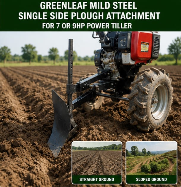 Greenleaf Mild Steel Single Side Plough Attachment for 7 & 9HP Power Tiller (DU-DA-20211753) 2