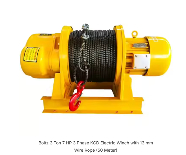 Boltz 3 Ton 7 HP 3 Phase KCD Electric Winch with 13 mm Wire Rope (50 Meter) 4