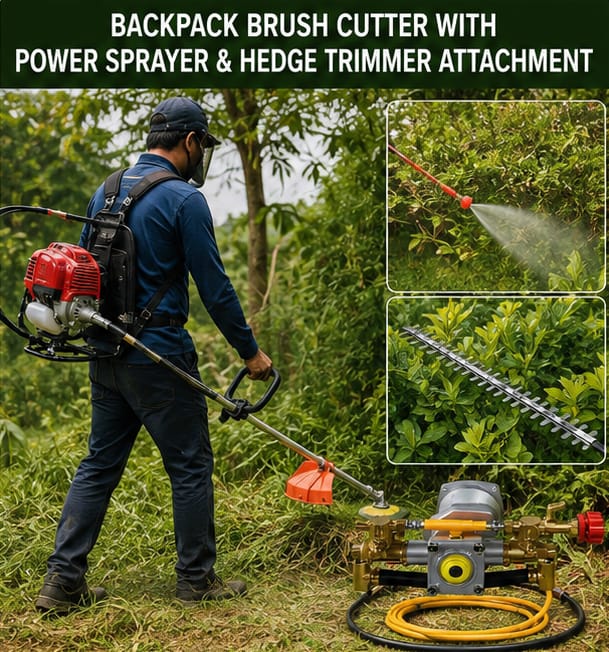 Greenleaf 1.7HP Backpack Brush Cutter with Power Sprayer & Hedge Trimmer Attachment (BP-GX-35 PS-HT) 2