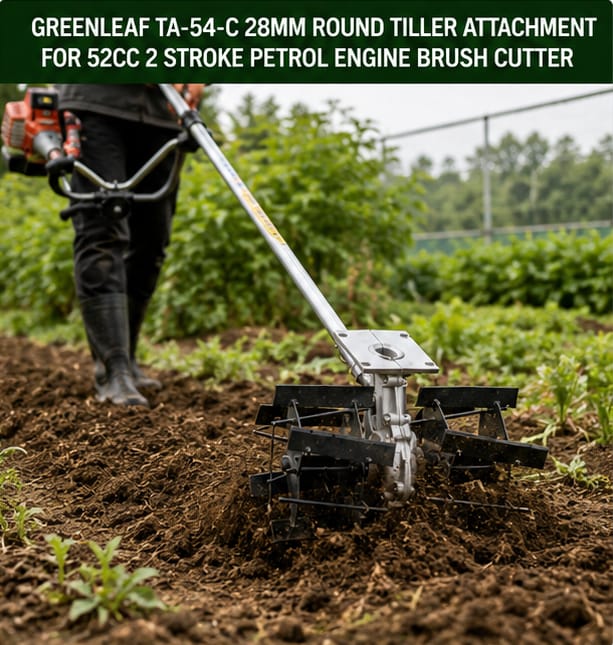 Greenleaf 28mm Round Tiller Attachment for 52CC 2 Stroke Petrol Engine Brush Cutter (TA-54-C) 2