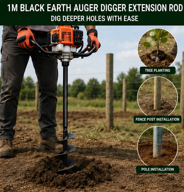 Greenleaf 1m Black Earth Auger Digger Extension Rod (1m Black Earth Auger) 2