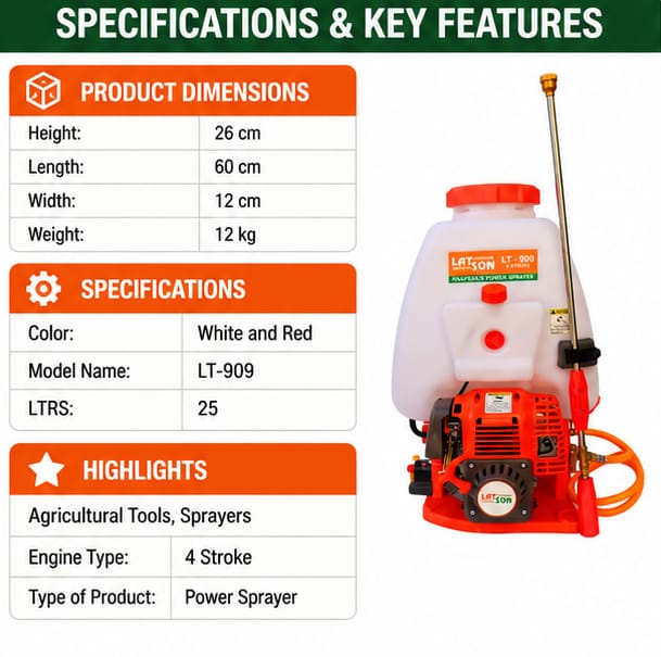 Latson 4 Stroke 25 L Power Sprayer – LT-909 3