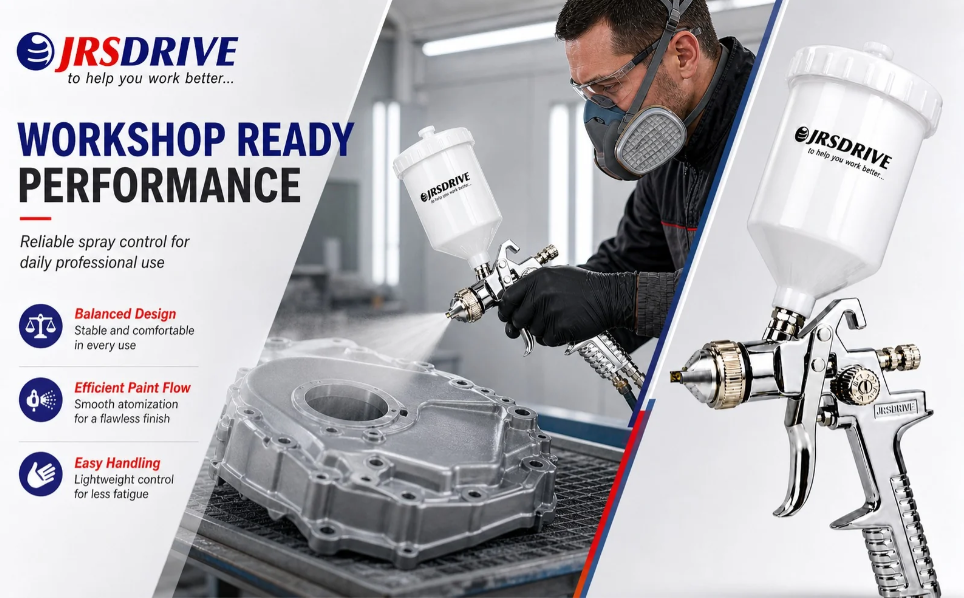 JRSDRIVE Professional Gravity Feed Spray Gun (EPSG-827A), 600ml Capacity, 3-4 Bar Operating Pressure for Automotive & Furniture 2