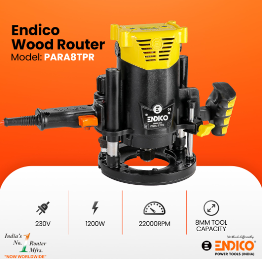 Endico 8mm 1300W 21000rpm Fiber Wood Working Router Machine(PARA8TPR) 2
