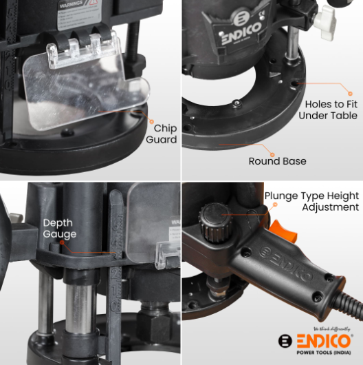Endico 8mm 1300W 21000rpm Fiber Wood Working Router Machine(PARA8TPR) 4