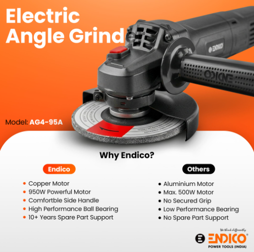 Endico 950W 4 inch 11000 rpm Angle Grinder (AG4-95A) 4
