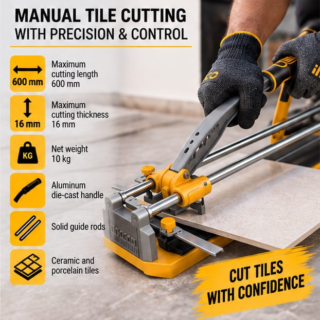 INGCO 600mm Tile Cutter with 16mm Cutting Capacity & Aluminum Die-Cast Handle(HTC04602) 4