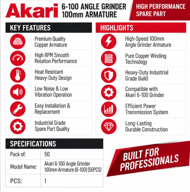 Akari 6-100 Angle Grinder 100mm Armature (6-100) (50PCS) 3