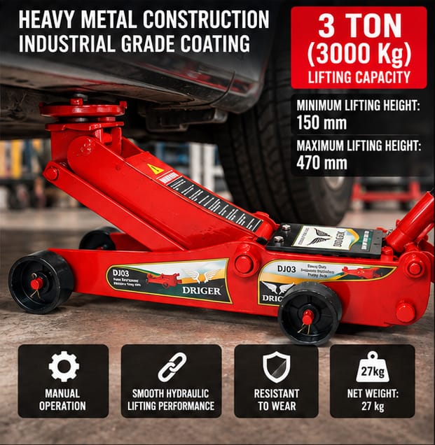 Driger 3 Ton Hydraulic Trolley Jack | Heavy Duty C(DJ03) 4