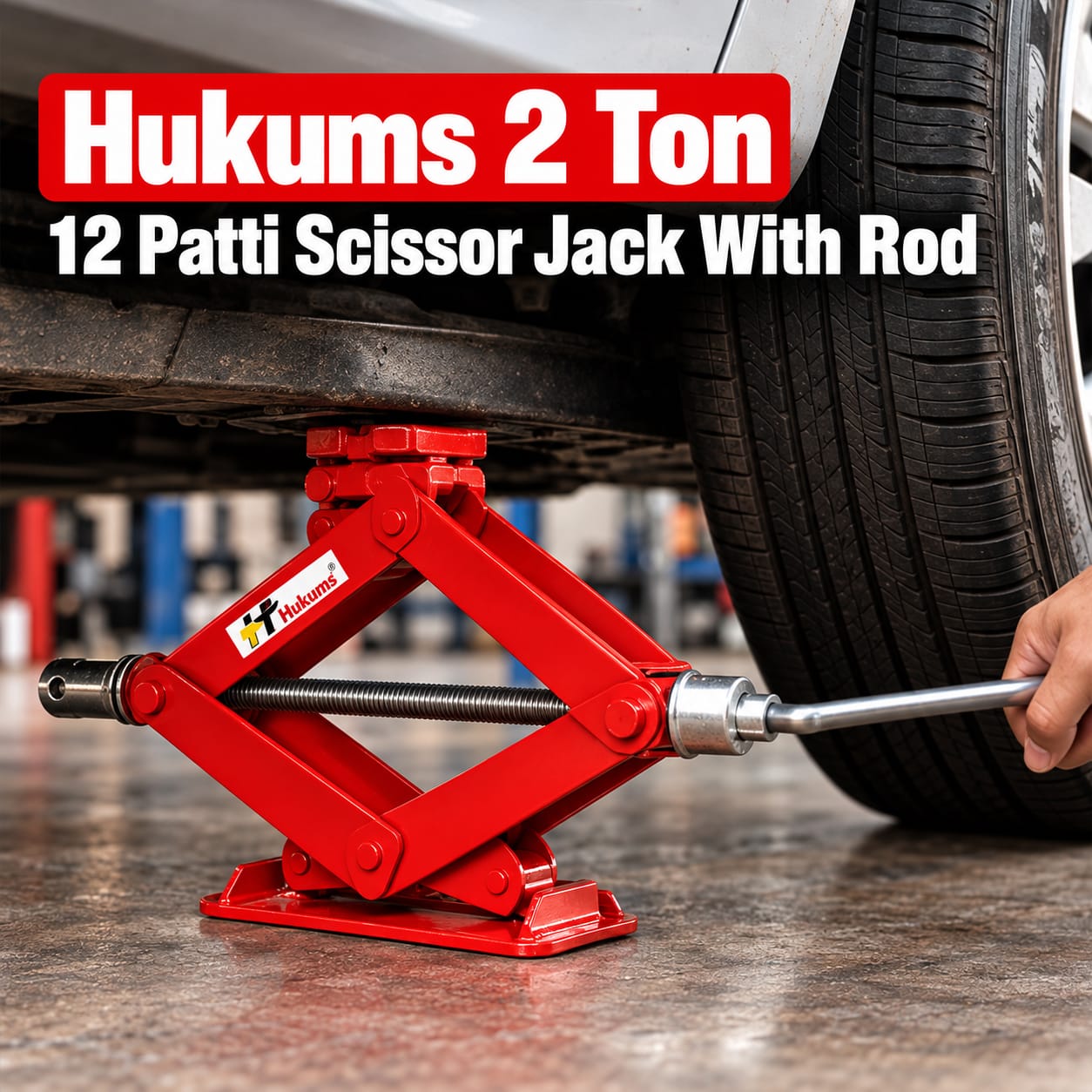 Hukums 2 Ton 12 Patti Scissor Jack With Rod 2