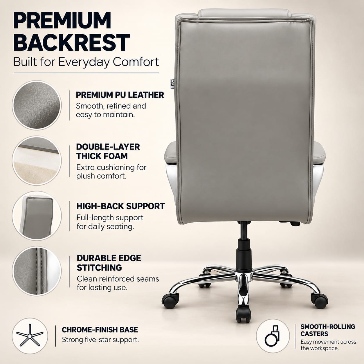 RM HOME Velmoon Luxe Swivel Chair Premium Comfort Modern Office & Workstation Leatherette Office Executive Chair  4