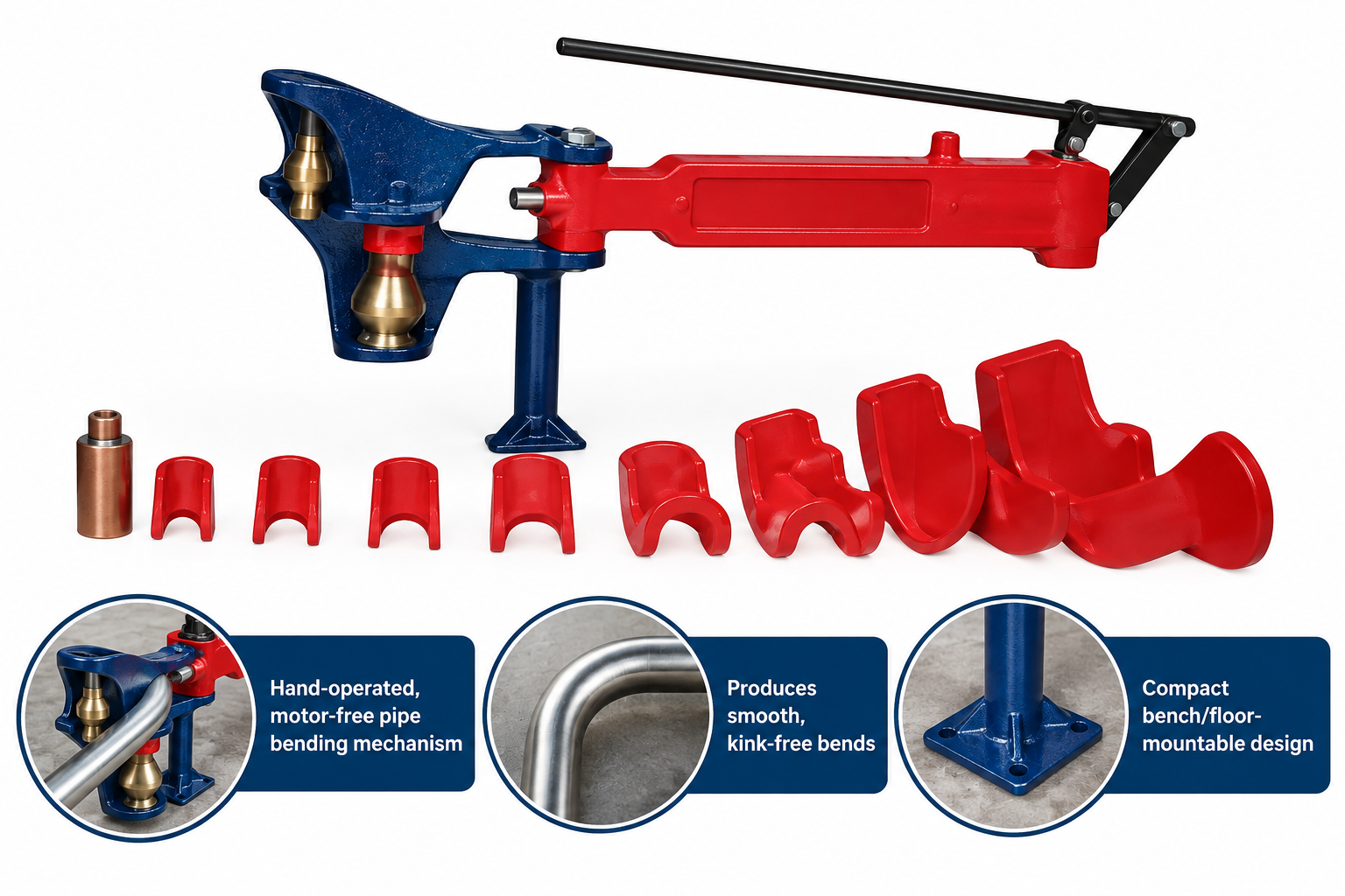 Lion Heavy Duty Pipe Bending Machine Without Motor 1/2 to 2 Inch (1.27 to 5.08 cm) for Industrial Use 3